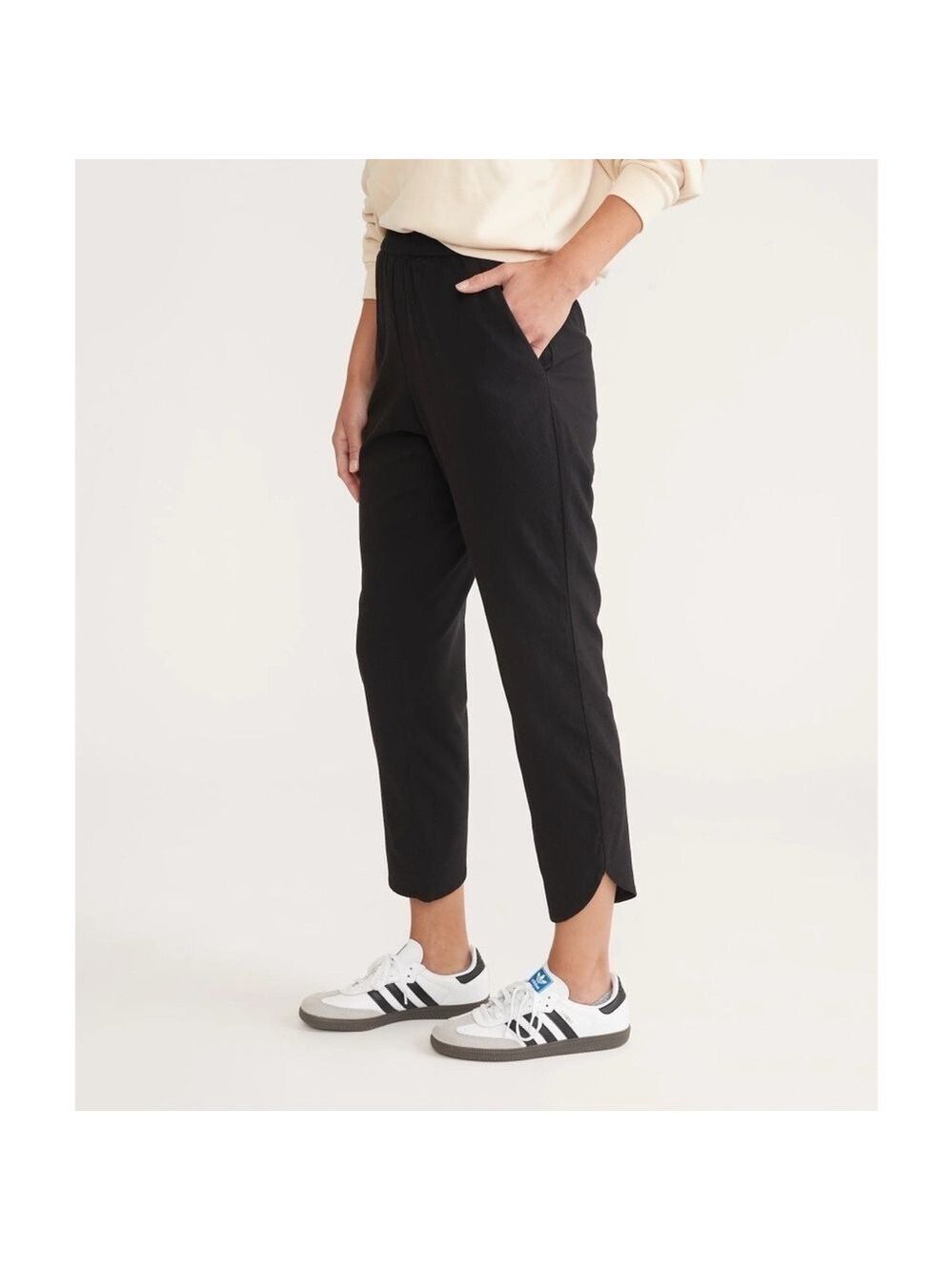 Marine Layer Re-Spun Allison Pants Black Pull On Dolphin Hem Pockets Size Small